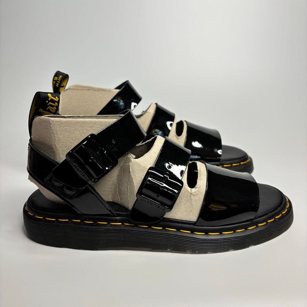 Dr. Martens Gryphon Patent Leather Gladiator Sandals in Black Patent Lamper - Picture 2 of 10